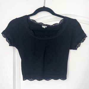 garage black lace baby tee